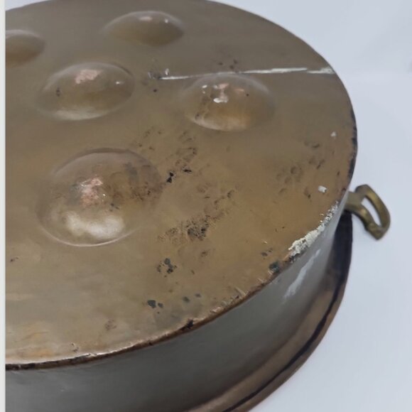 Antique Hand Hammered Copper Abskelivar Pan Egg Escargot Pancakes 18th C X Large - Picture 10 of 10